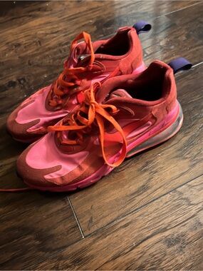 Nike Women’s Pink & Orange Athletic Sneakers with Purple Heel Tab